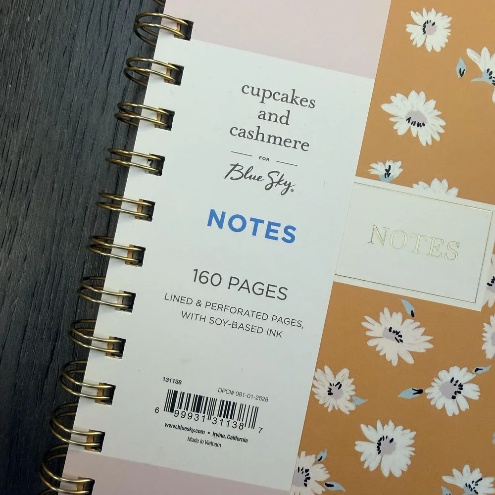 Blue Sky A5‎ Spiral Notes Notebook 160 Pages Orange Floral Cupcakes And Cashmere